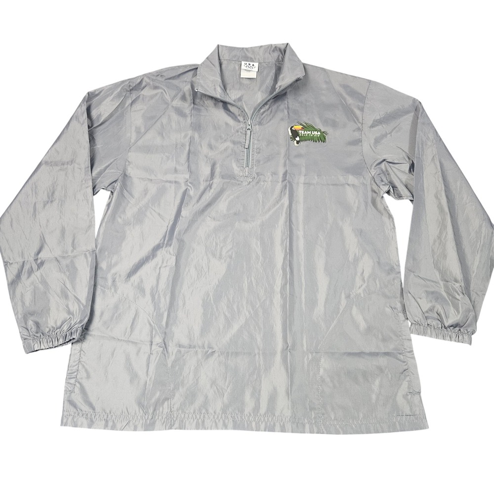 Team USA Road to Rio Pullover Jacket Large‎ Gray Olympic Lightweight Windbreaker